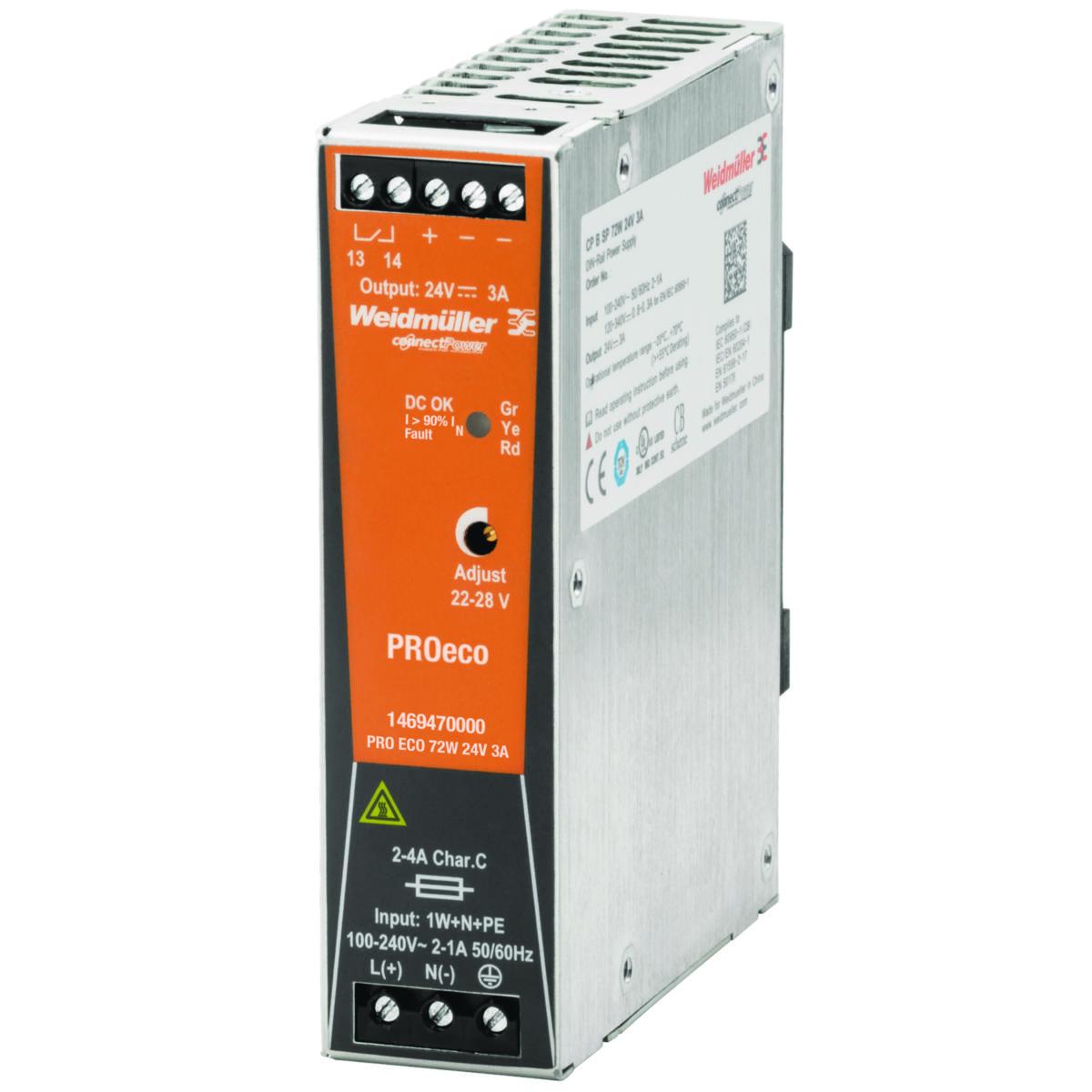 Nätaggregat PROeco 1-fas - SP AGG ECO 72W 24V 3A PRO ECO 72W 24V 3A