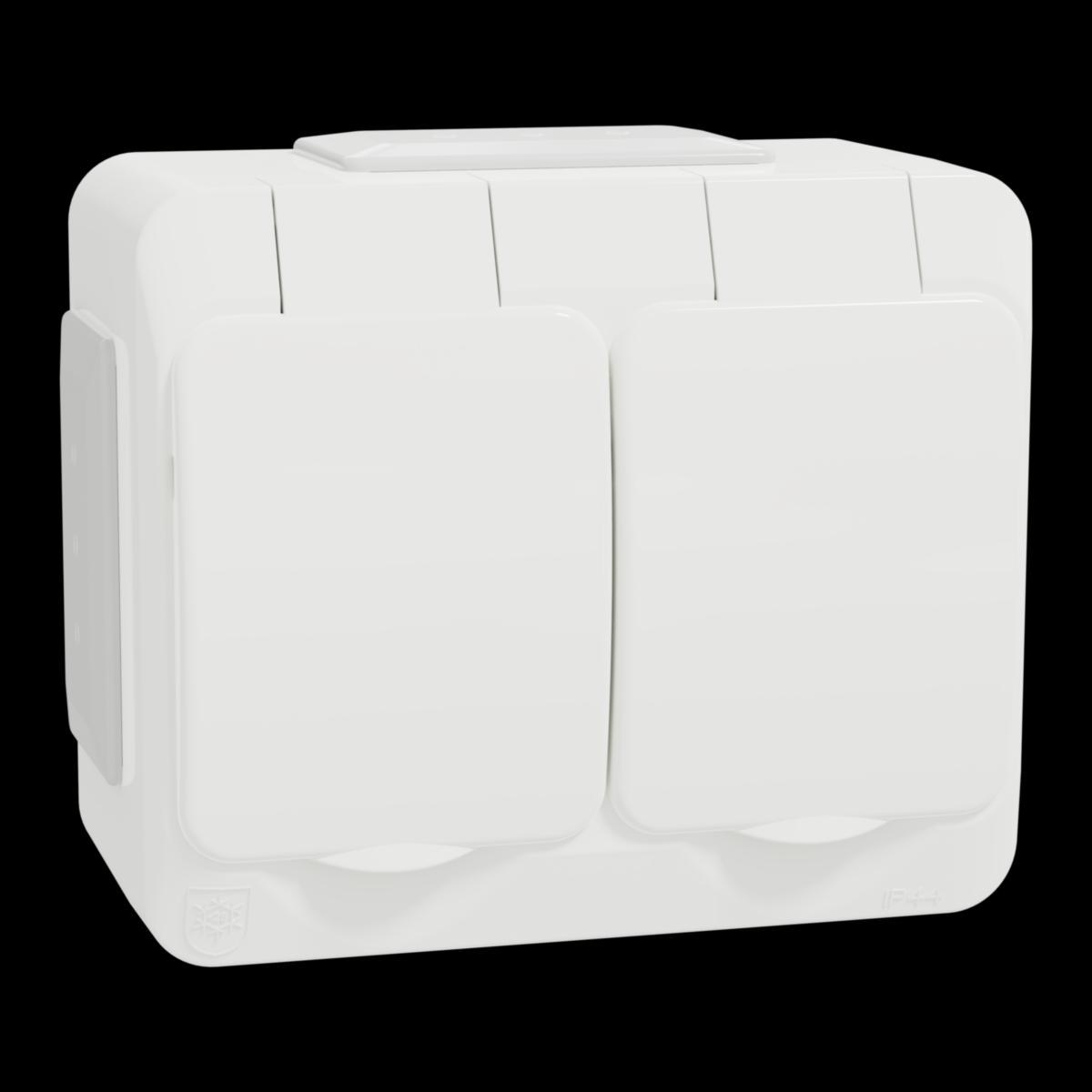 Surface-mounted wall socket IP44 Aqua-Stark - Double so screwl 16A Pw