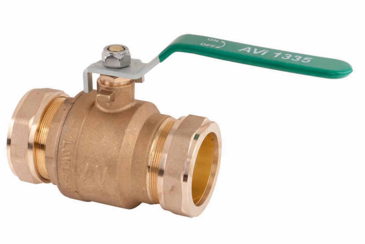 Ball Valve AVI 1335, a-collection - BALL VALVE AVI 1335 LOW LEAD BRASS COMPRESSION 35MM PN16