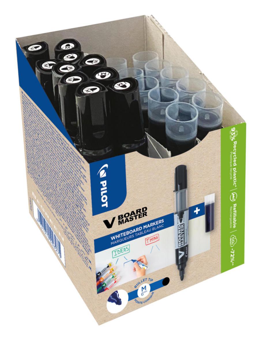 Whiteboardpenna Pilot - WHITEBOARD PENNA PILOT MEDIUM 10 PENNOR+10 refill SVART