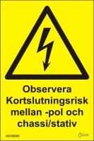 Decal Observe short-circuit risk ... self-adhesive, 50x75mm