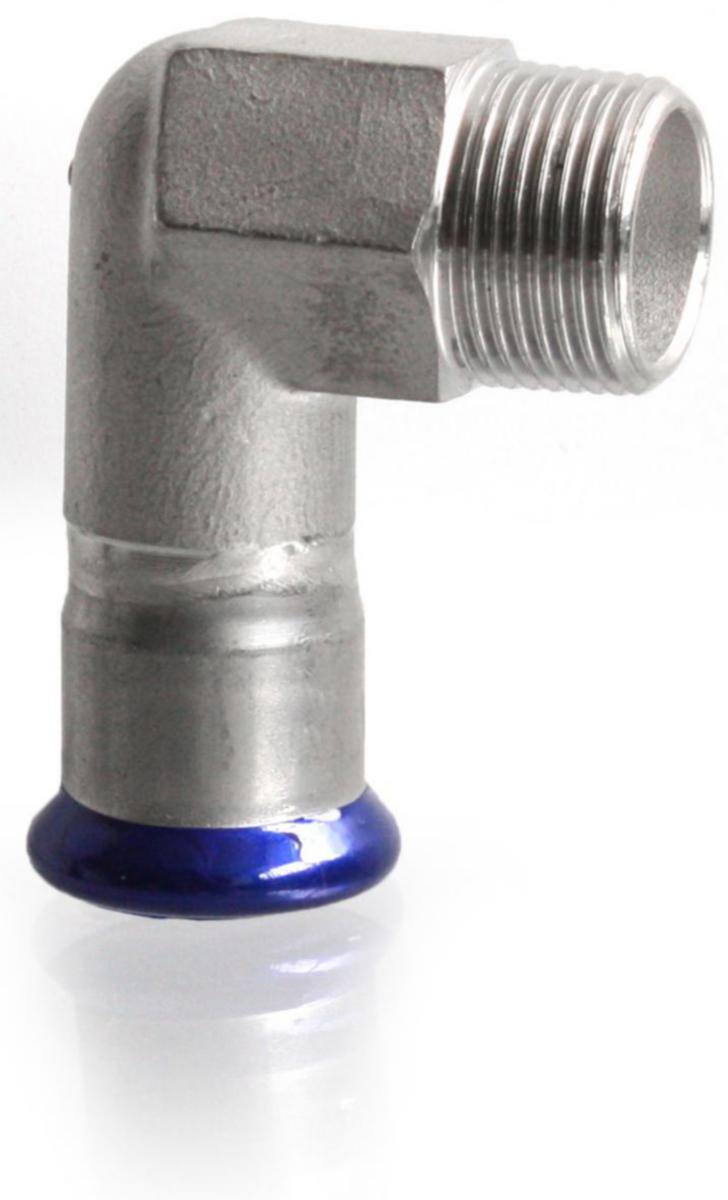 Angle 90° 1-muff external thread stainless steel 316L A-press, a-collection - 15R15 ELBOW 90° M ST. 316L A-PRESS-MALE THREAD