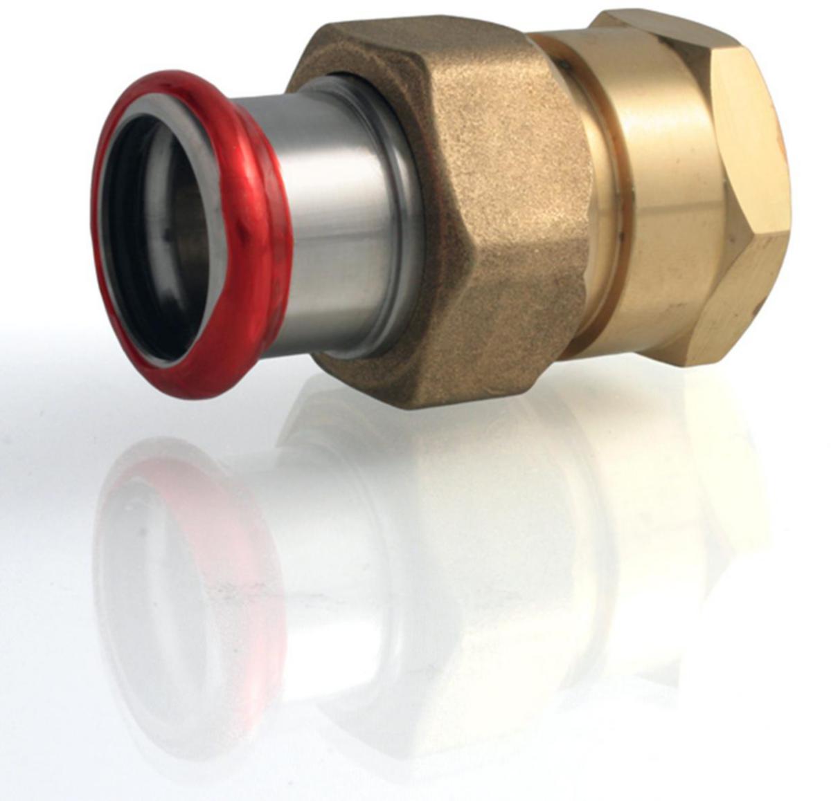 Union coupling with internal thread type M galvanized, A-press, a-collection - 42R40 UNION FEMALE THREAD M CARBON STEEL A-PRESS