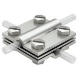 Cross-clamp with mid-plate for Rd 8-10 mm stainless