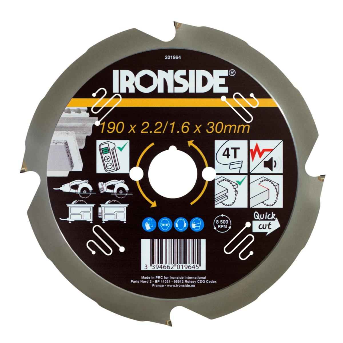 Cirkelsågklinga Ironside Fibercement - CIRKELSÅGKLINGA IRONSIDE 190MM FIBERCEMENT HÅL 30MM 201964