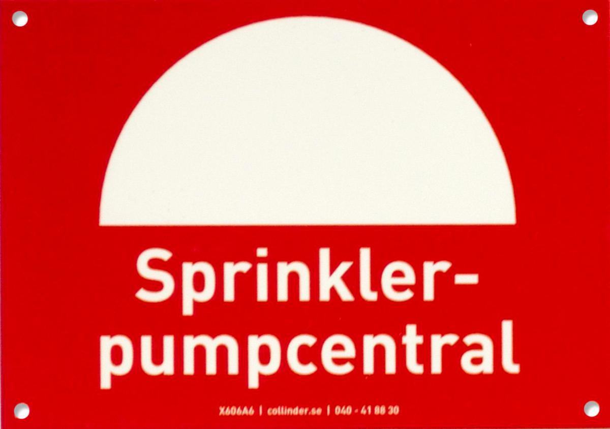 Sprinklerskyltar - SKYLT SPRINKLERPUMPCENTRAL PLAST A6 LIGGANDE MED UV SKYDD