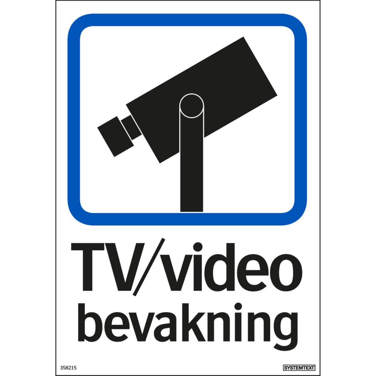 Trivsel- och ordningsskyltar - DEKAL "TV/VIDEOBEVAKNING" 148X210 MM DUBBELSIDIG