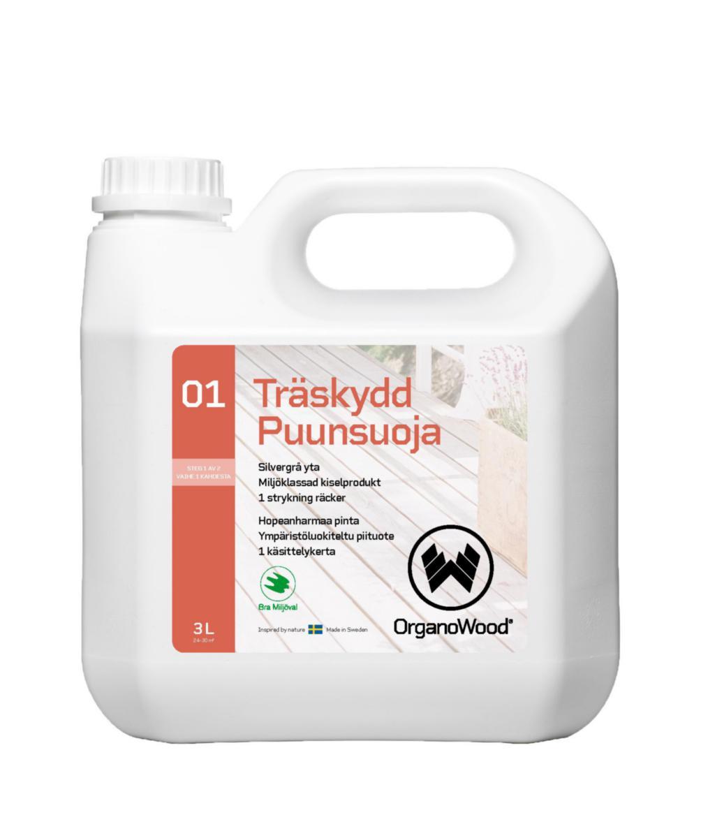 Träskydd Organowood 01. - TRÄSKYDD ORGANOWOOD 01. 3L RÖT - OCH FLAMSKYDD