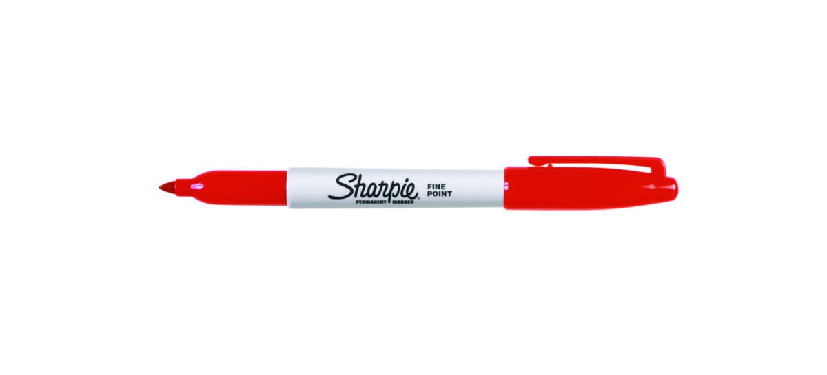 Märkpenna Sharpie Fine - MÄRKPENNA SHARPIE FINE, RÖD, RUND SPETS, ASK, 12 STYCKEN