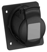 Wall socket panel mounted, black, IP44