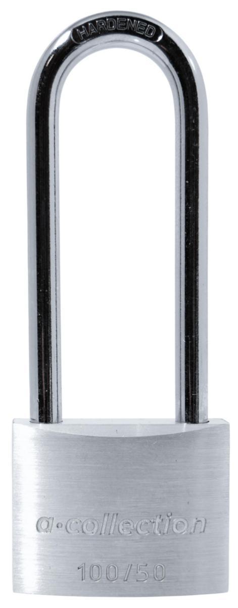 Hänglås a-collection 100 med hög bygel - HÄNGLÅS A-COLL 100/50HB 50MM BH 80MM SILVER(ALUM) 2 NY