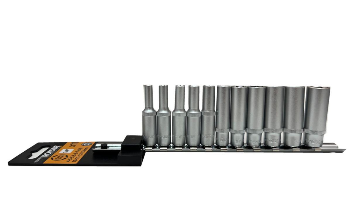 Hylssats Ironside 1/4" långa skena - HYLSSATS 1/4" IRONSIDE LÅNGA SKENA 11DEL 4-13MM 103122