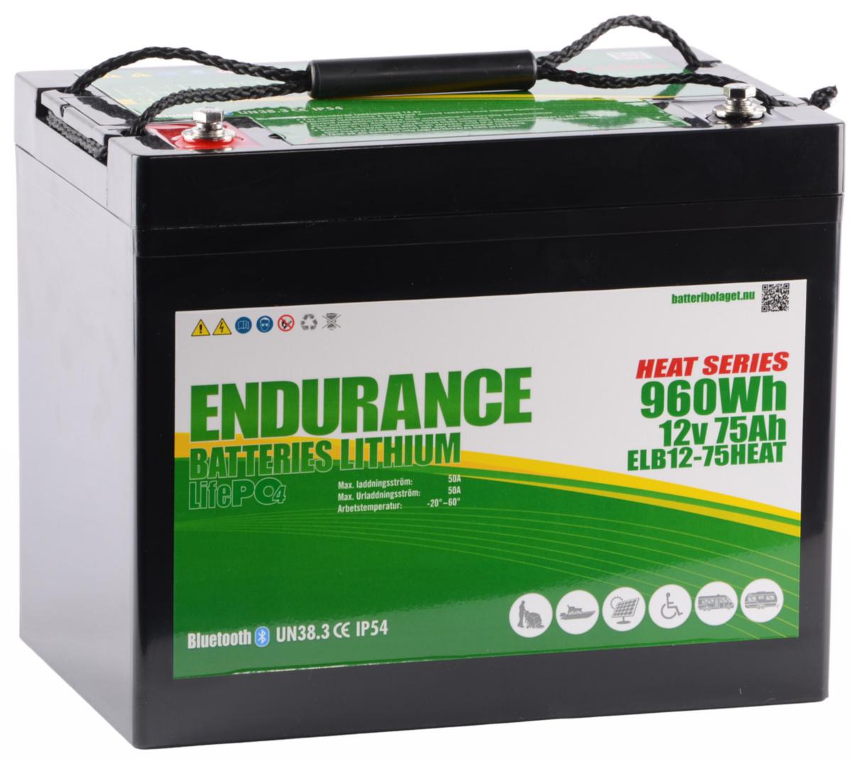 Förbrukningsbatteri Endurance Litium - FÖRBRUKN.BATTERI 12V 75AH ENDURANCE LITIUM ELB12-75HEAT