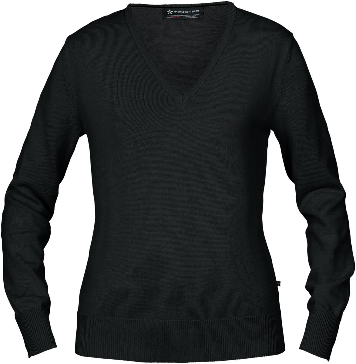 Pullover V-hals Unisex Bomull V PW011, Texstar - PULLOVER TEXSTAR PW01 V-HALS DAM SVART STL S