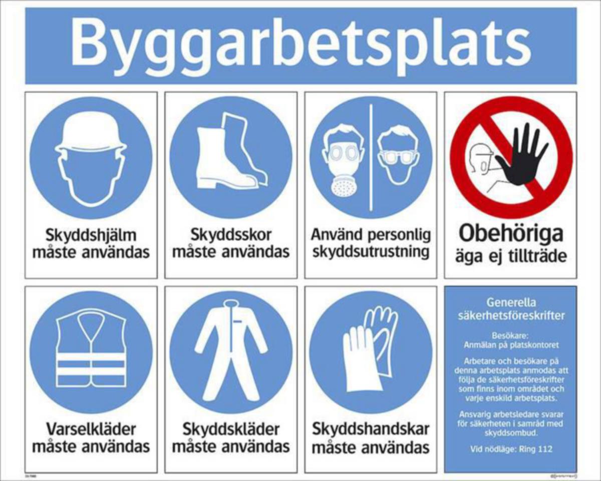 Informations- och kombinationsskyltar - SKYLT "BYGGARBETSPLATS" 33-7980 625X780MM