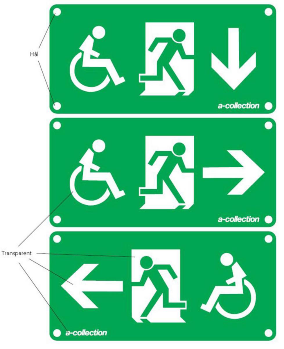 Piktogram aMergency Sign LED, a-collection - PIKTOGRAM RULLSTOL PIL NED PIKTOGRAM NED