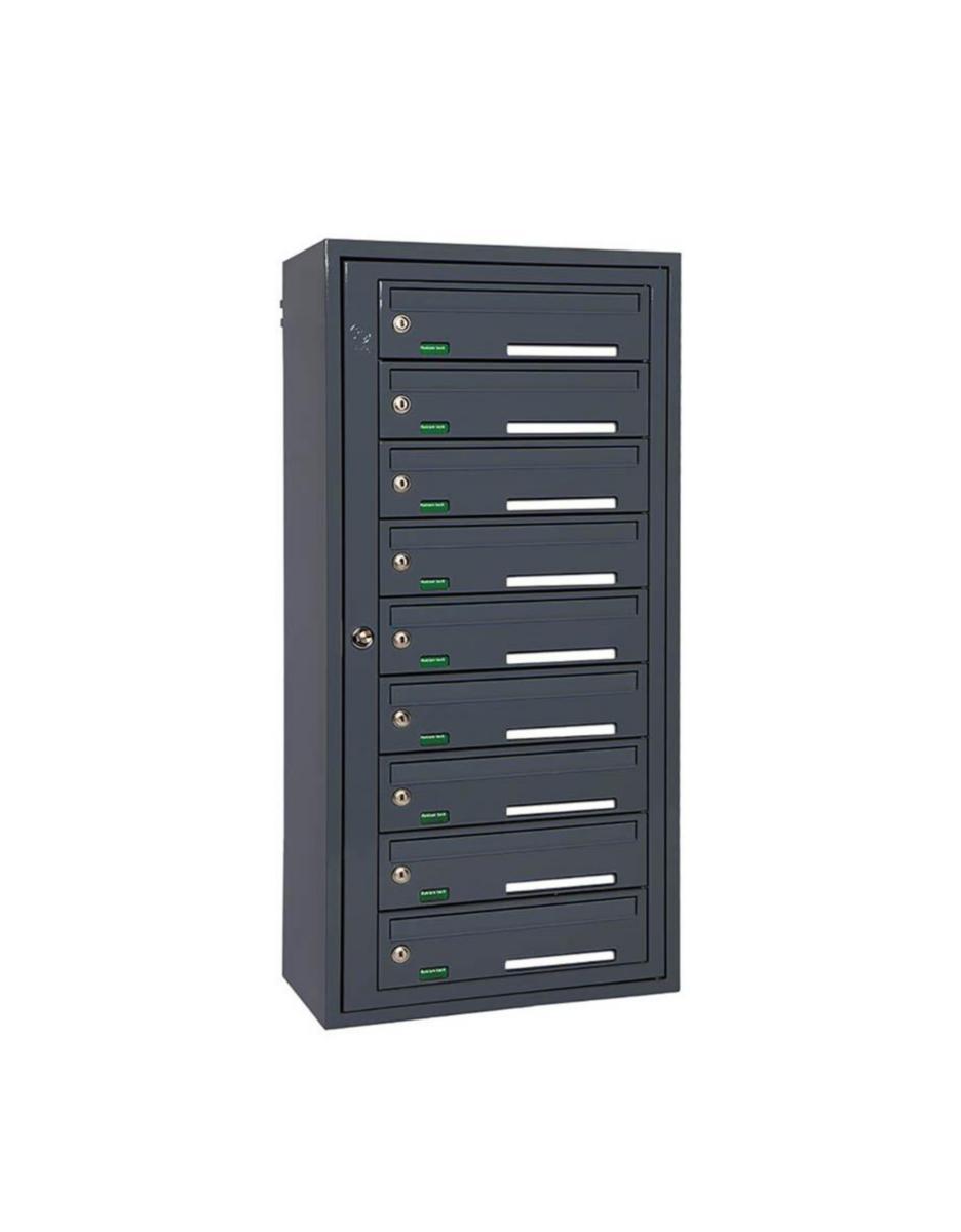 Fastighetsbox Svenskboxen Utomhus - FASTIGHETSBOX SVENSKBOXEN 1X9 9 FACK 499X1254X310 MÖRKGRÅ