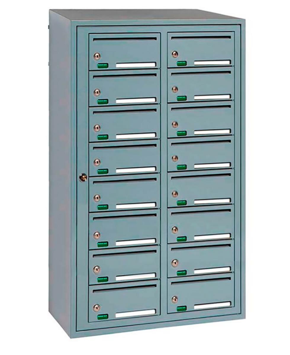 Fastighetsbox Svenskboxen Kompakt - SVENSKBOXEN KOMPAKT 2X8 16 FACK 700X1125X400 SILVER