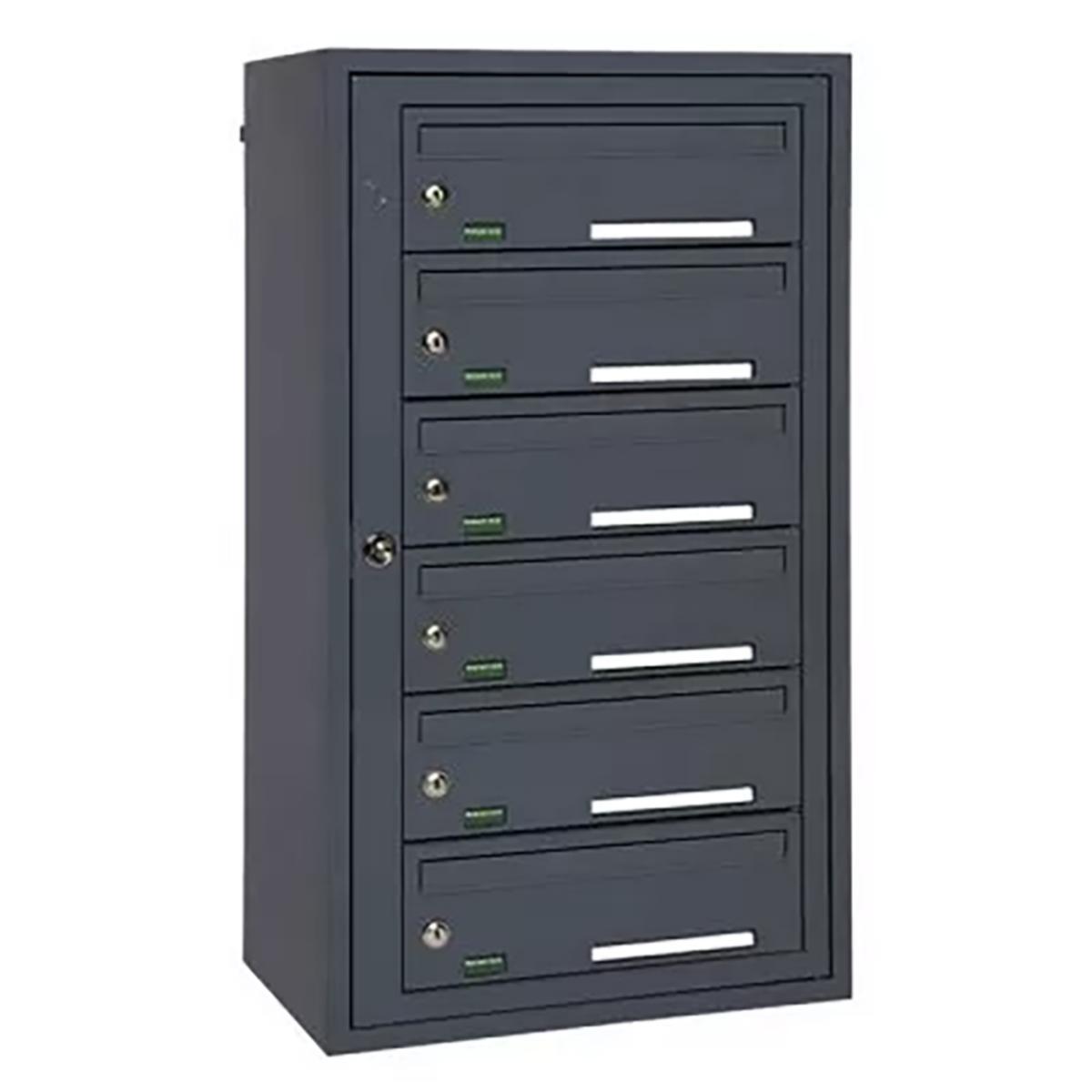 Fastighetsbox Svenskboxen Utomhus - FASTIGHETSBOX SVENSKBOXEN 1X6 6 FACK 499X868X310 MÖRKGRÅ