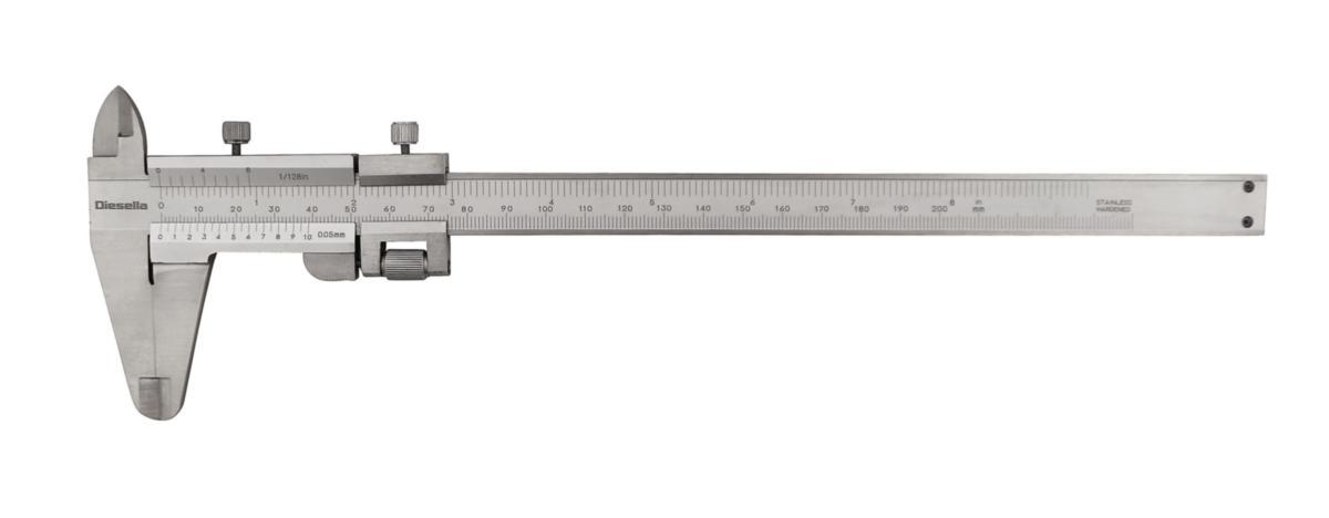 Skjutmått Diesella m skruvlås inkl. cert - SKJUTMÅTT DIESELLA M/CERT 0-200X0,05MM SKÄNKE 50MM SKRUV