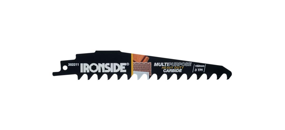Reciprocating Saw Blade Ironside Wood/Brick Carbide - RECIPROCATING SAW BLADE 3T 3P IRONSIDE WOO/BRI 152X25 CARBID