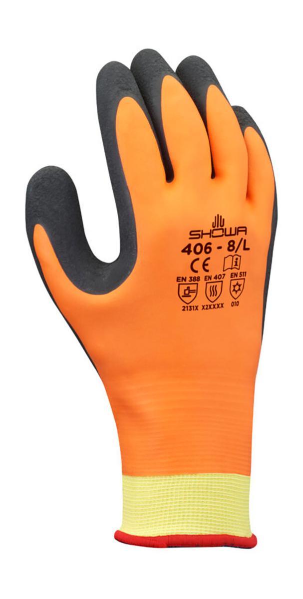 Glove Showa 406 - KRAGE VINYL ORANGE STL 7/M CUFF VINYLE ORANGE 7/M