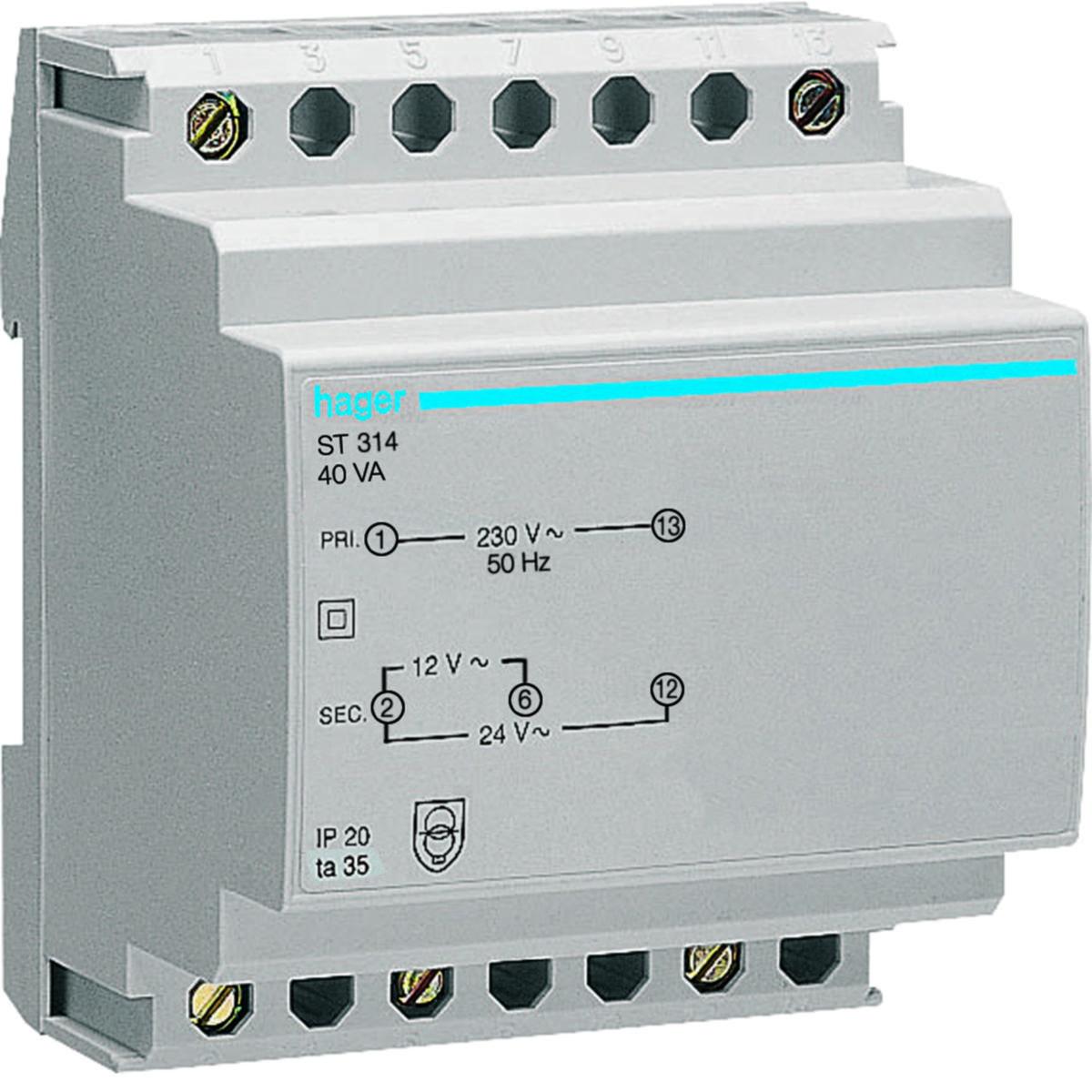 Skyddstransformator 230 V - TRAFO ST 314 12-24V 40VA