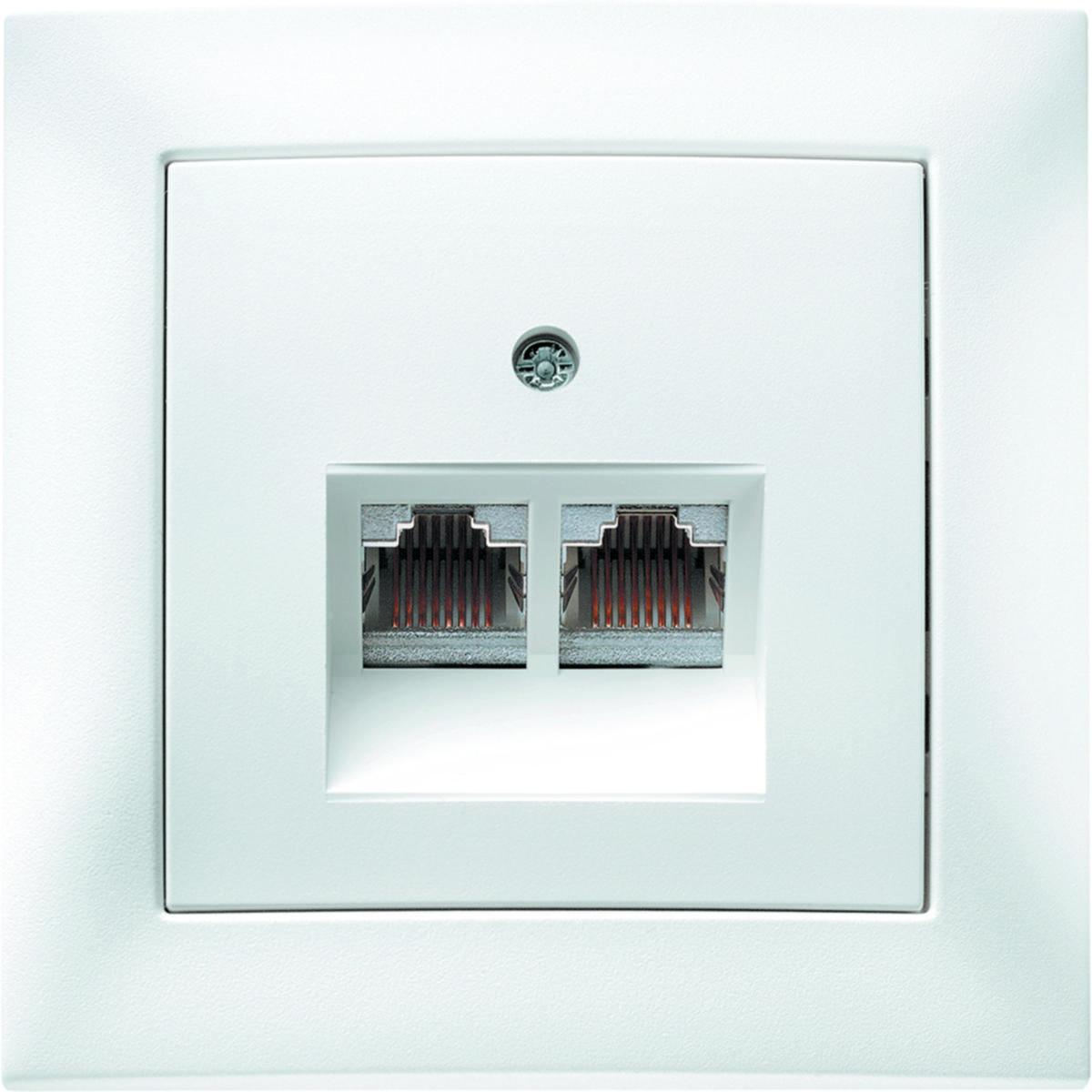 Komplett modularuttag C6 S1. Hager - DATAUTTAG 2XRJ45 C6 STP VIT S1