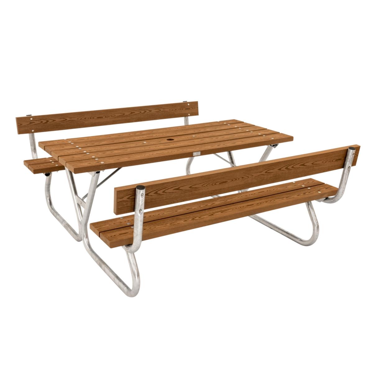 Bänkbord med rygg, 180 cm, komposit, Robust - BÄNKBORD ROBUST MED RYGG 180 CM BRUN KOMPOSIT