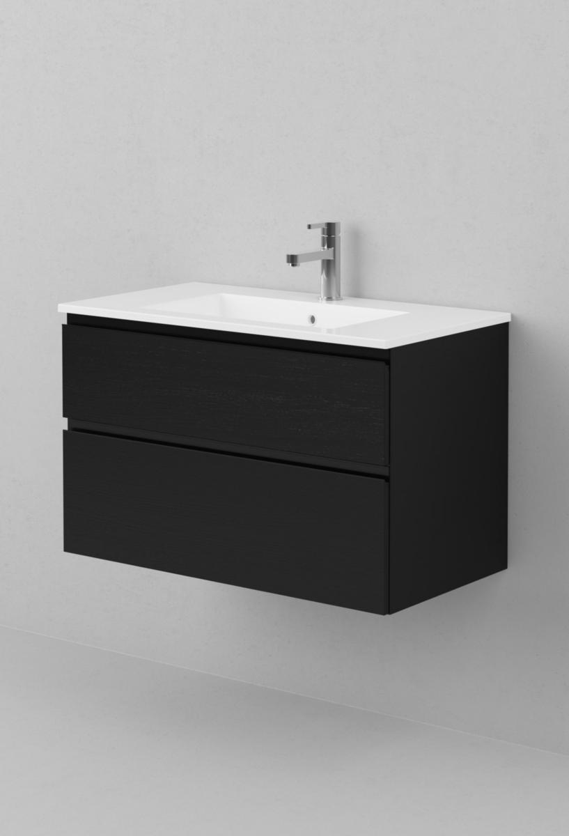 Tvättställsunderskåp VISKAN Grip 80, INR - INR KOMMOD VISKAN GRIP 80 BLACK OAK, 2 LÅDOR