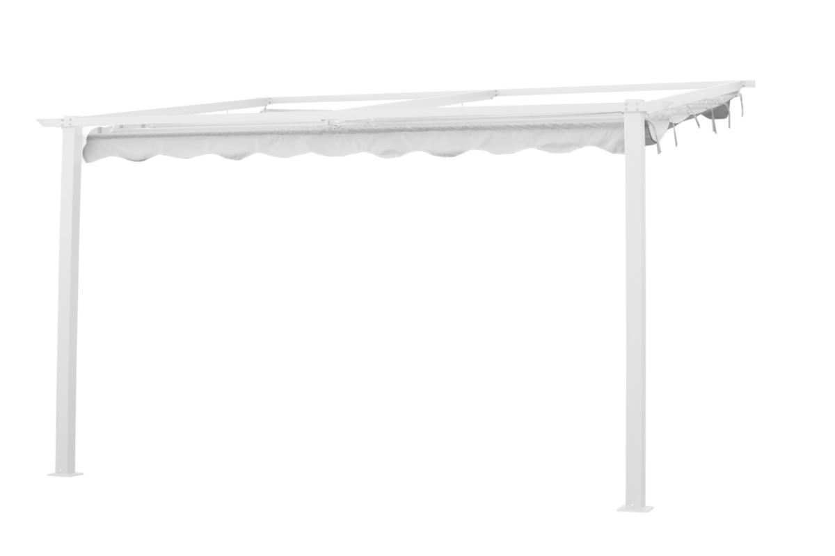 Pergola, väggmonterad, aluminium - VÄGGPERGOLA 4X4 M VITT STATIV, VITT TAK