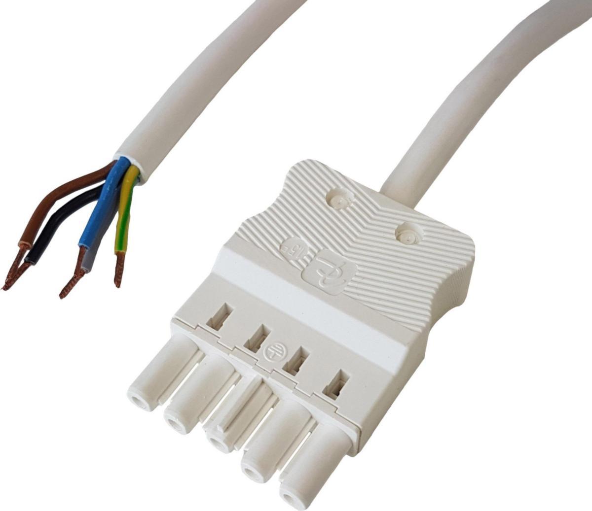 Anslutningskabel 5-polig 2,5mm² hona-fri DCA, vit - KABEL 5P 2,5MM² 1M HO-FRI HF V 14616