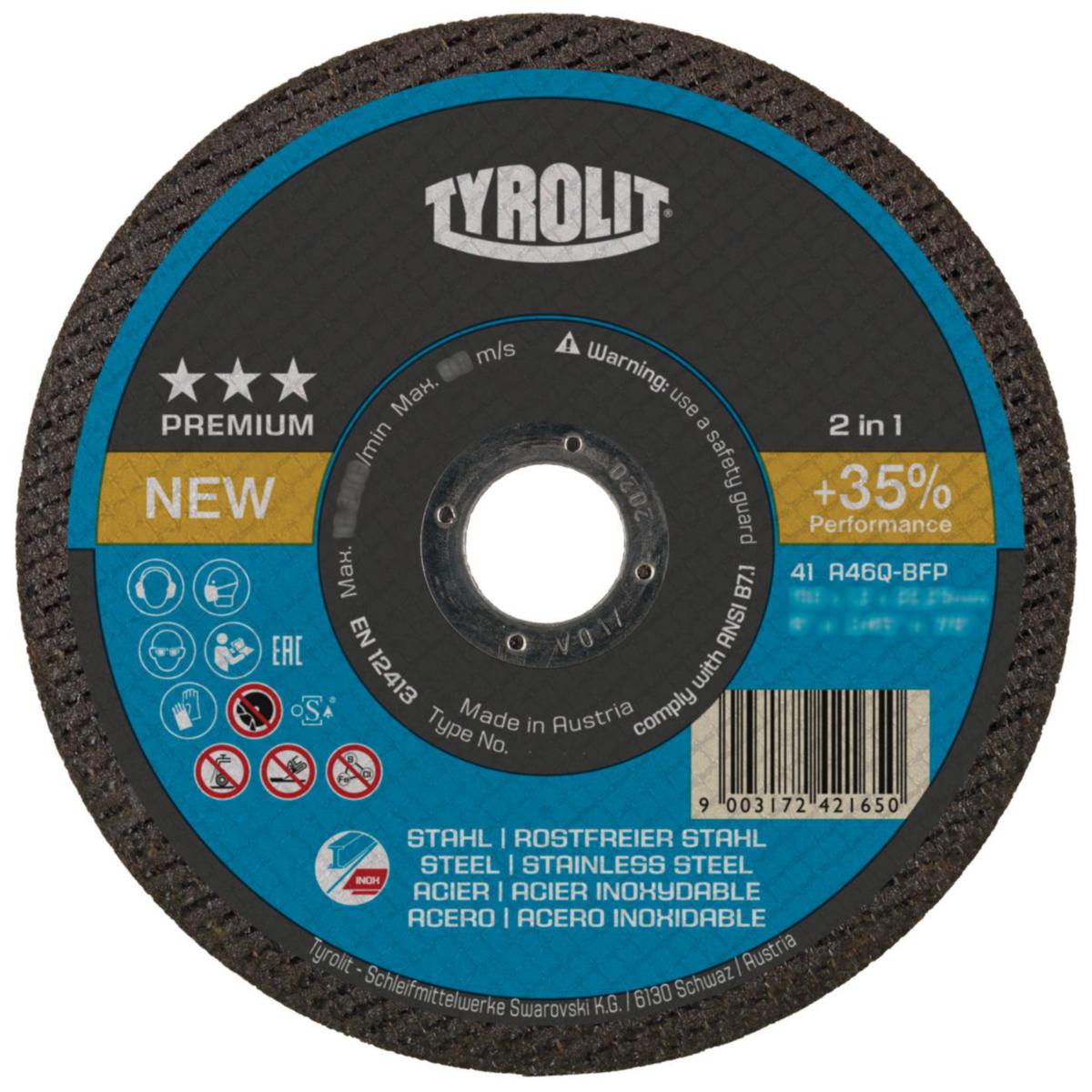Cutting Disc Tyrolit Premium Super Thin 2in1 - CUTTING DISC TYROLIT PREMIUM 2IN1 150X1.6X22.23 A46Q-BFP 41
