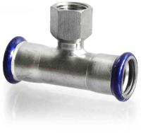 T-pipe with internal thread branch, stainless steel 316L, A-press, a-collection