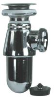 P-trap, metal, with bottom valve, for 32 mm pipes