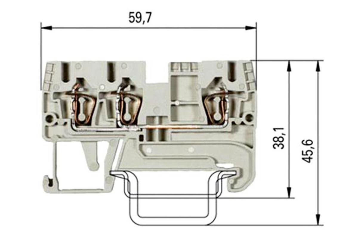 Dubbelplint 1+2 2,5 mm² - FJ PLINT WKFN 2.5D1/2/35 GRÅ WKFN 2.5D1/2/35
