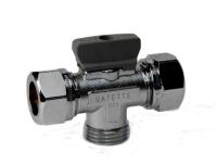 Vatette Ball Valves, Chrome-Plated with Handle, T-Valve CU / External Thread / CU